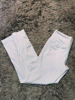 Victoria's Sport Sz Med Women Leggings Light Gray Geometric Stretch Pants U8-58